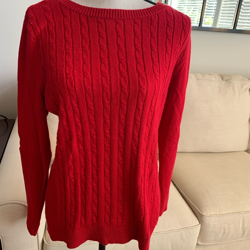 EUC Talbots Crew neck Cableknit cotton blend sweater Medium